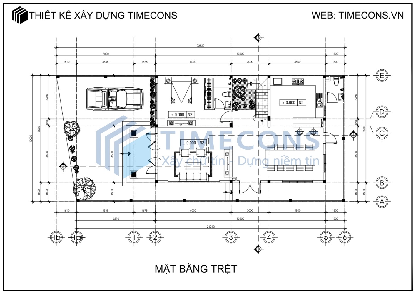 [TCBTCD001-MT] Bản vẽ biệt thự 2 tầng mái Thái - 01