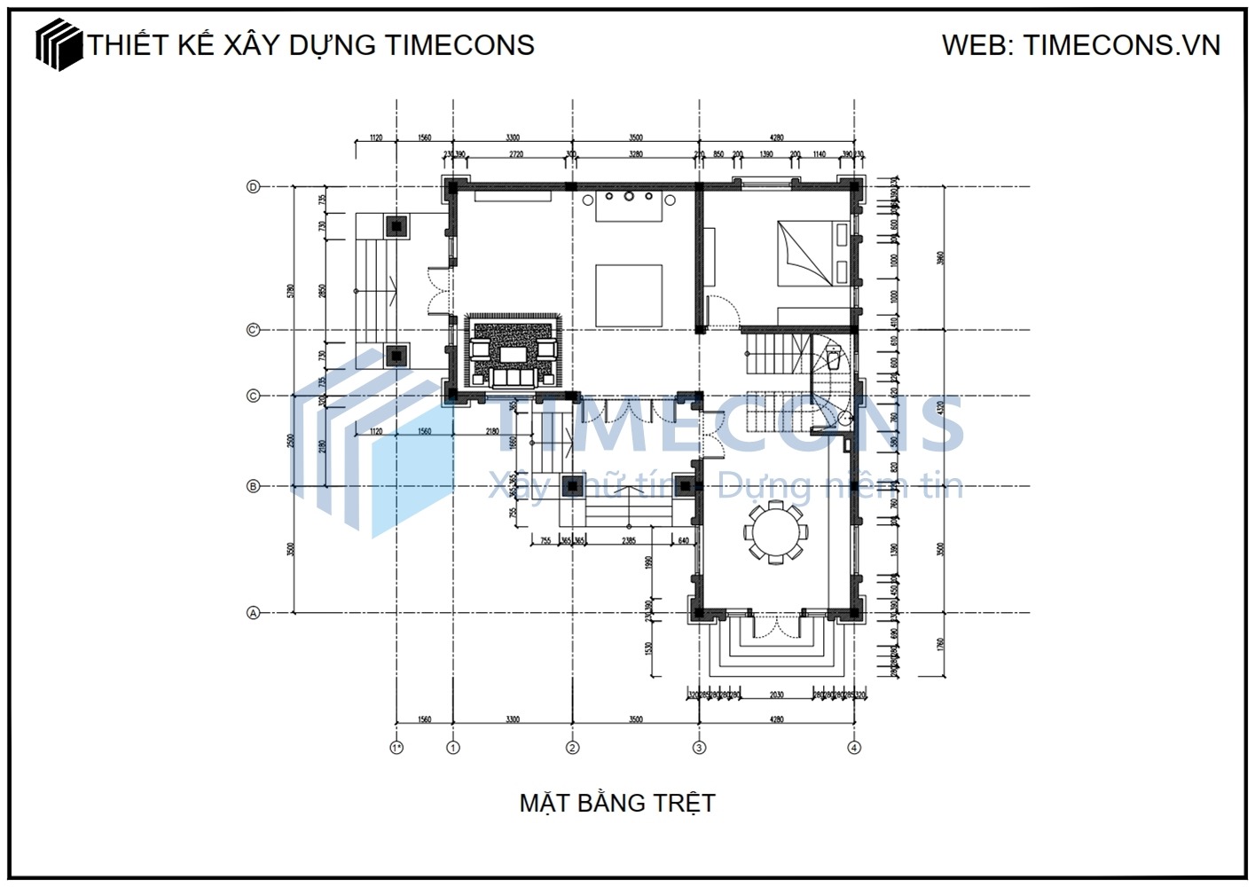 [TCBTCD002-MT] Bản vẽ biệt thự 2 tầng mái Thái - 01