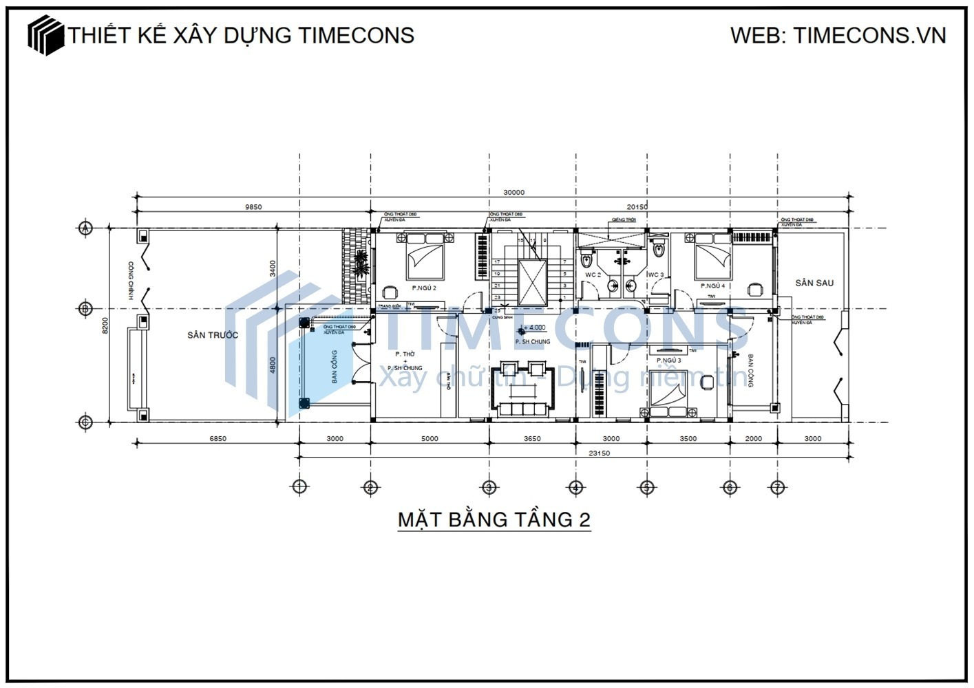 [TCBTCD008-MT] Bản vẽ biệt thự 3 tầng mái Thái - 02