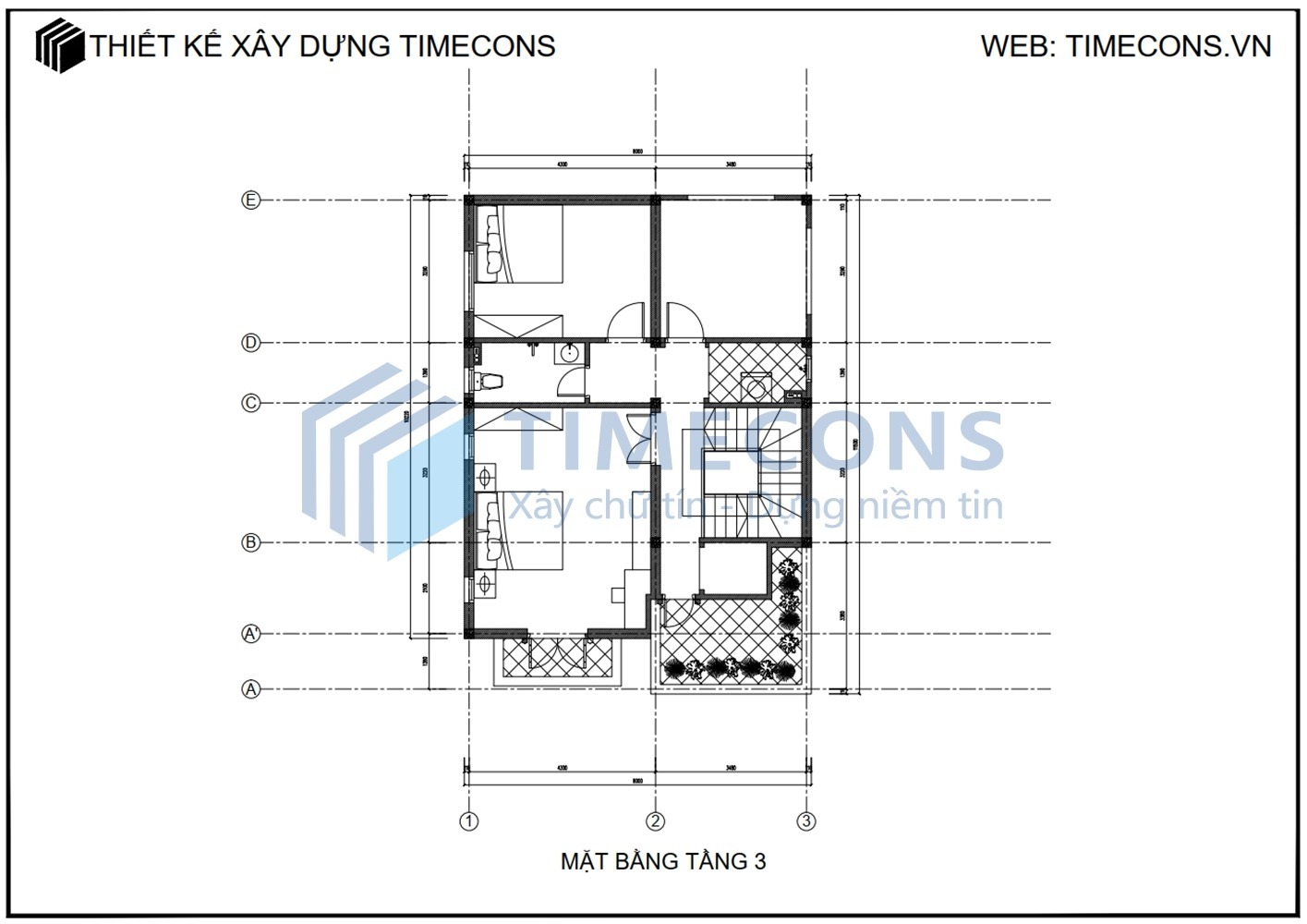 [TCBTCD009-MT] Bản vẽ biệt thự 3 tầng mái Thái - 03