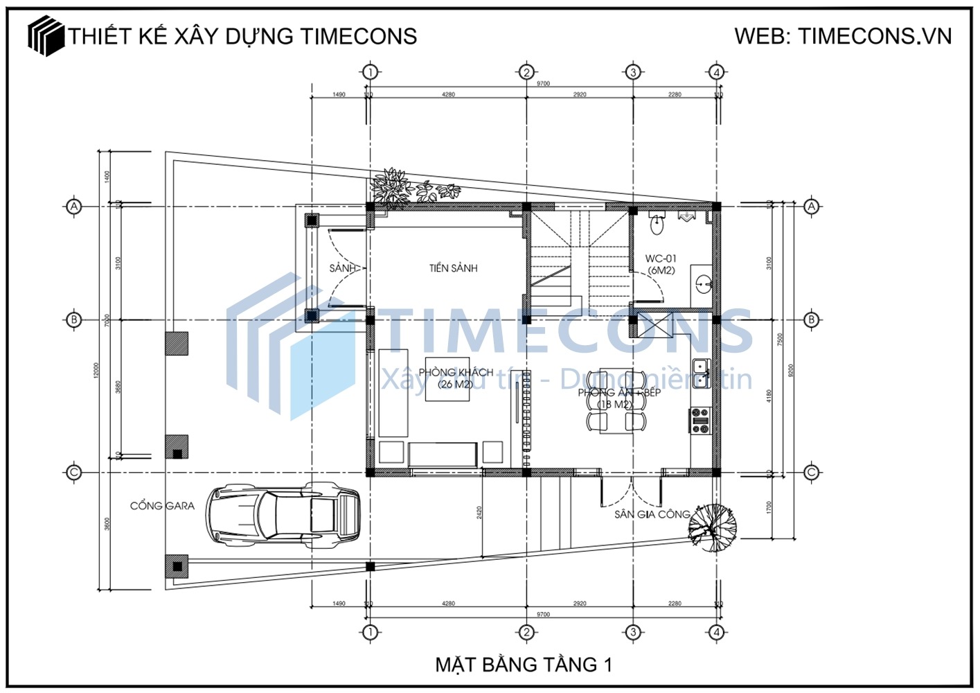 [TCBTCD013-MT] Bản vẽ biệt thự 4 tầng mái Thái - 02