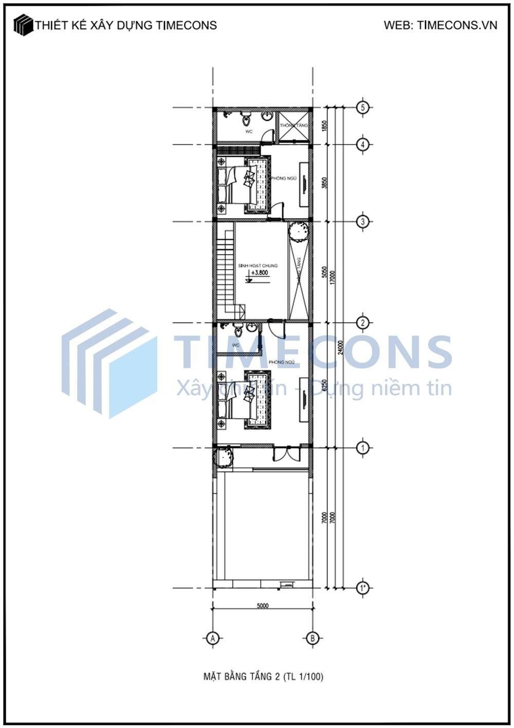 [TCNP002] Bản vẽ mẫu nhà phố 2 tầng Timecons - 03