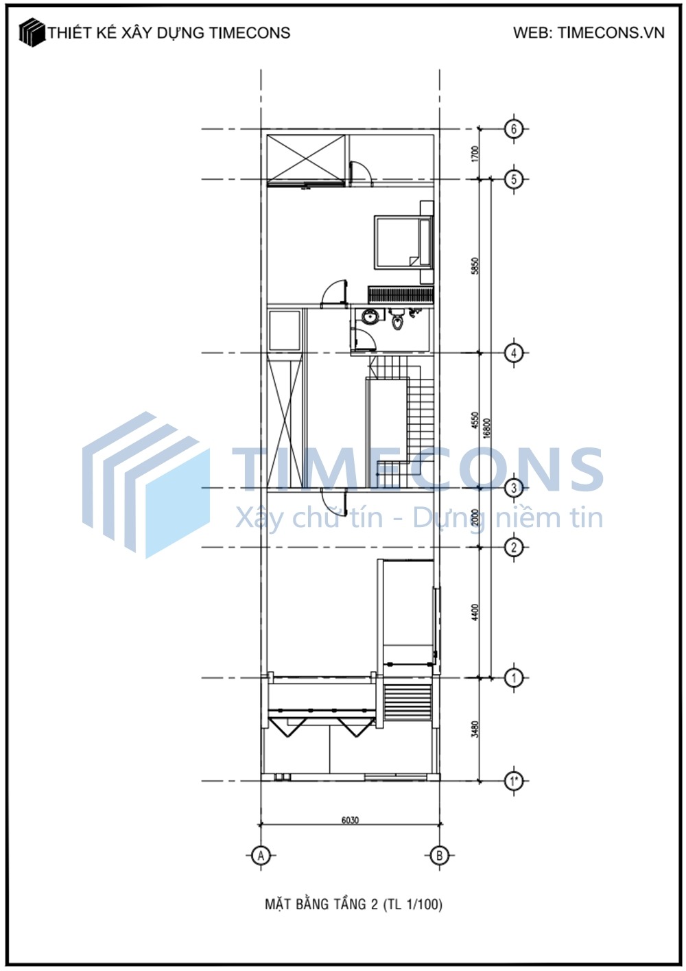 [TCNP003] Bản vẽ mẫu nhà phố 2 tầng Timecons - 02